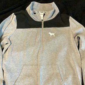 PINK Sz LG Gray Quarter Zip